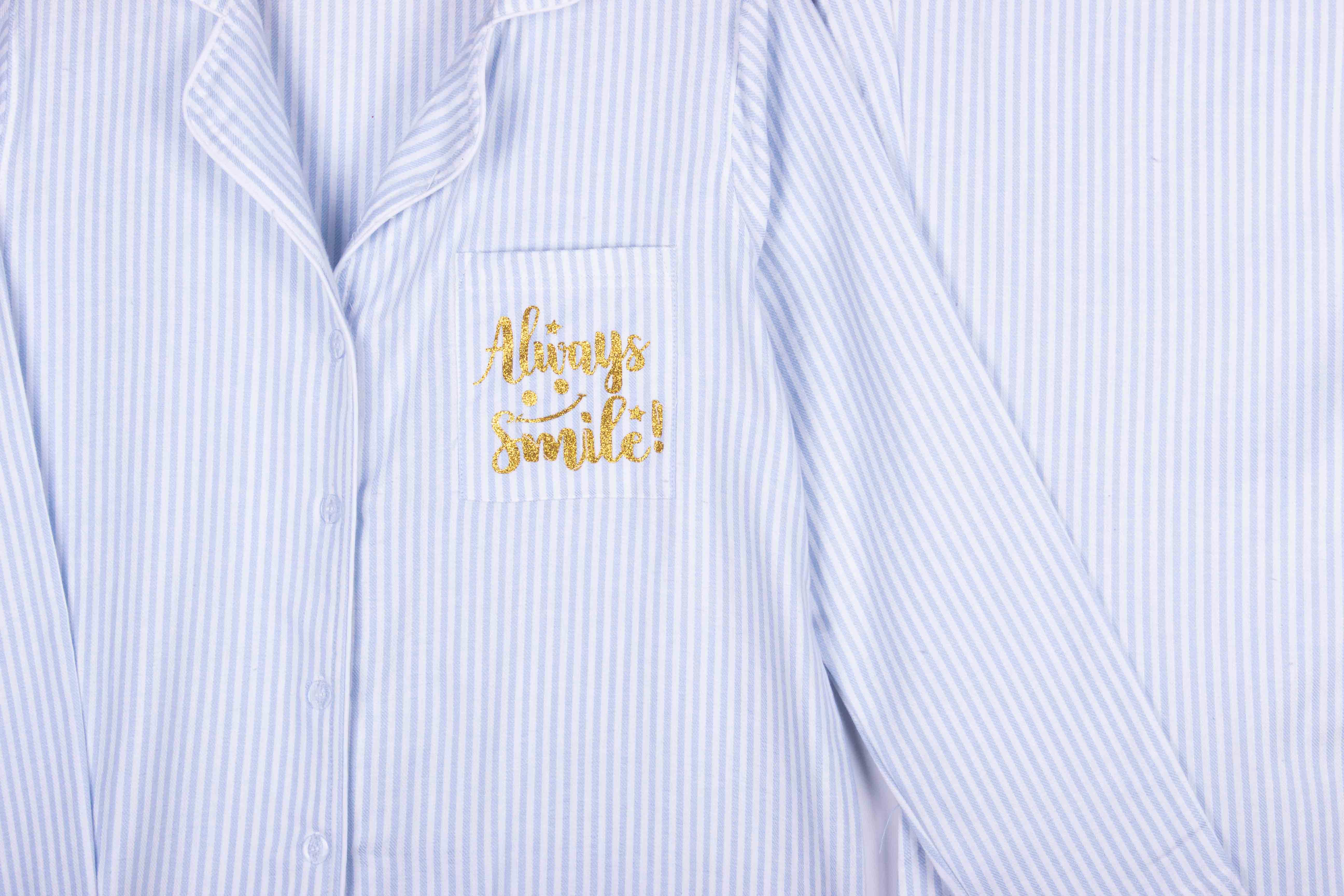 Blue Pinstripe Glittery - Always Smile