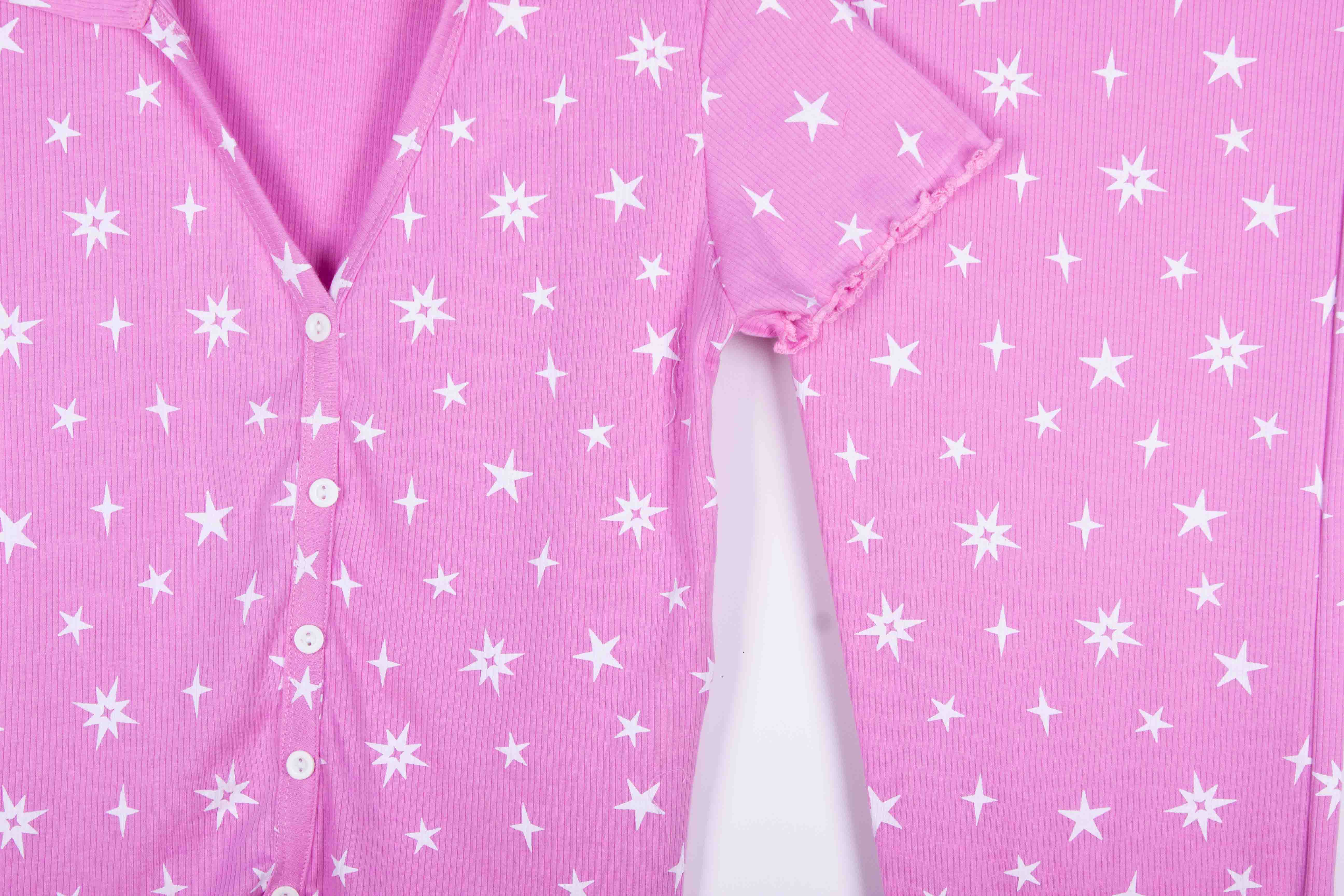 Starry Pink Ribbed Cotton Set