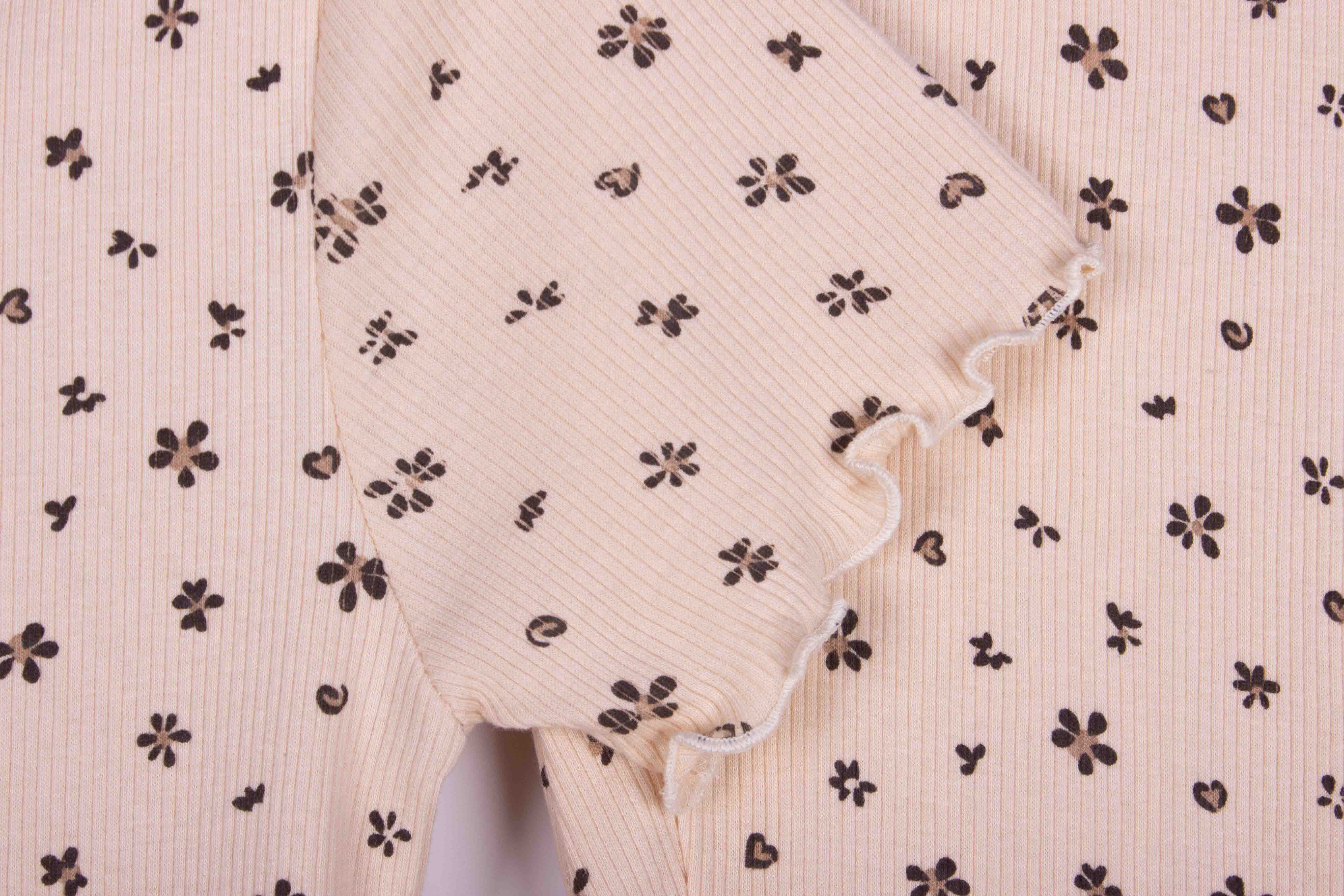 Ditsy Floral Beige Ribbed Cotton