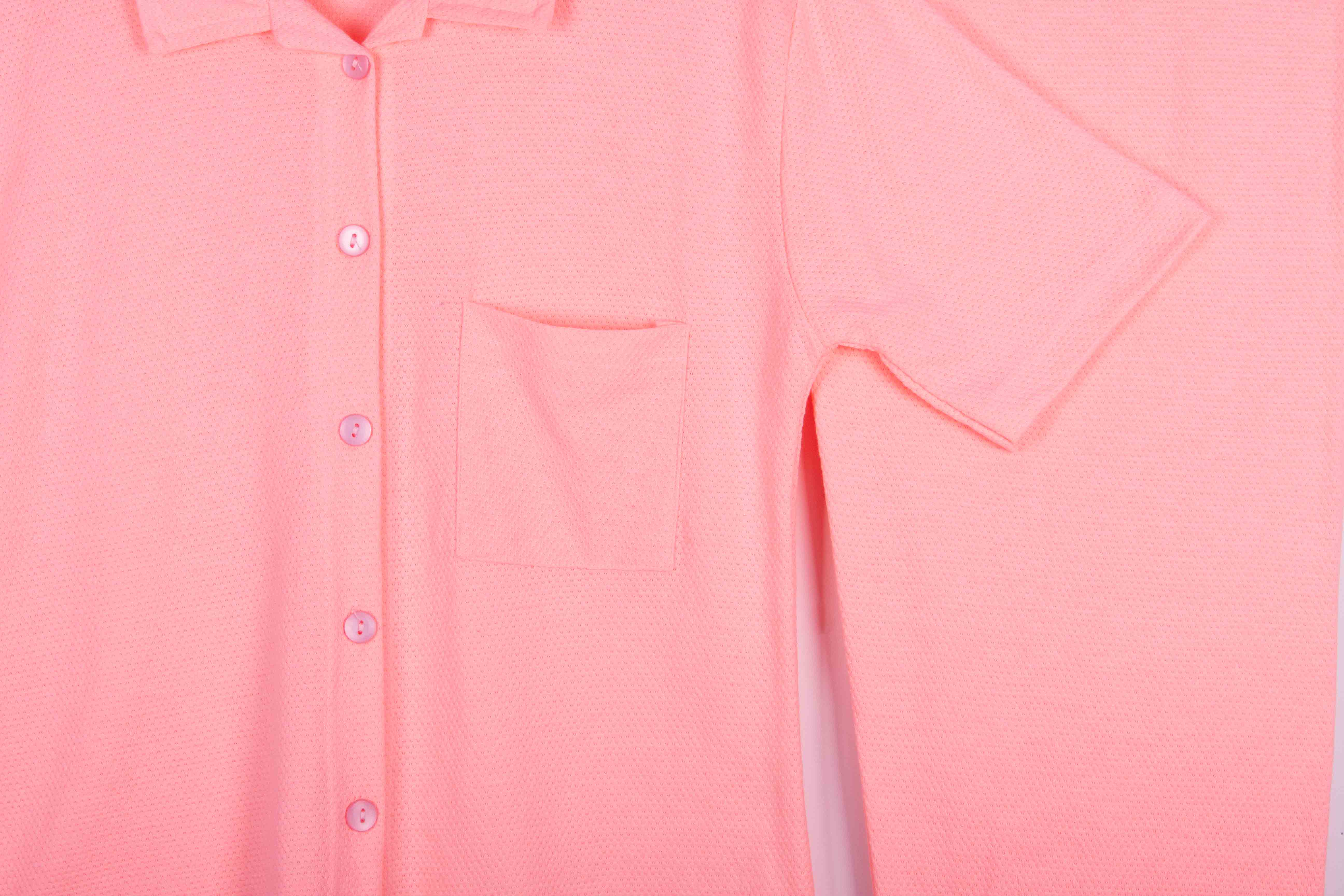 Fluorescent Plain Pink Ribbed 100% Cotton