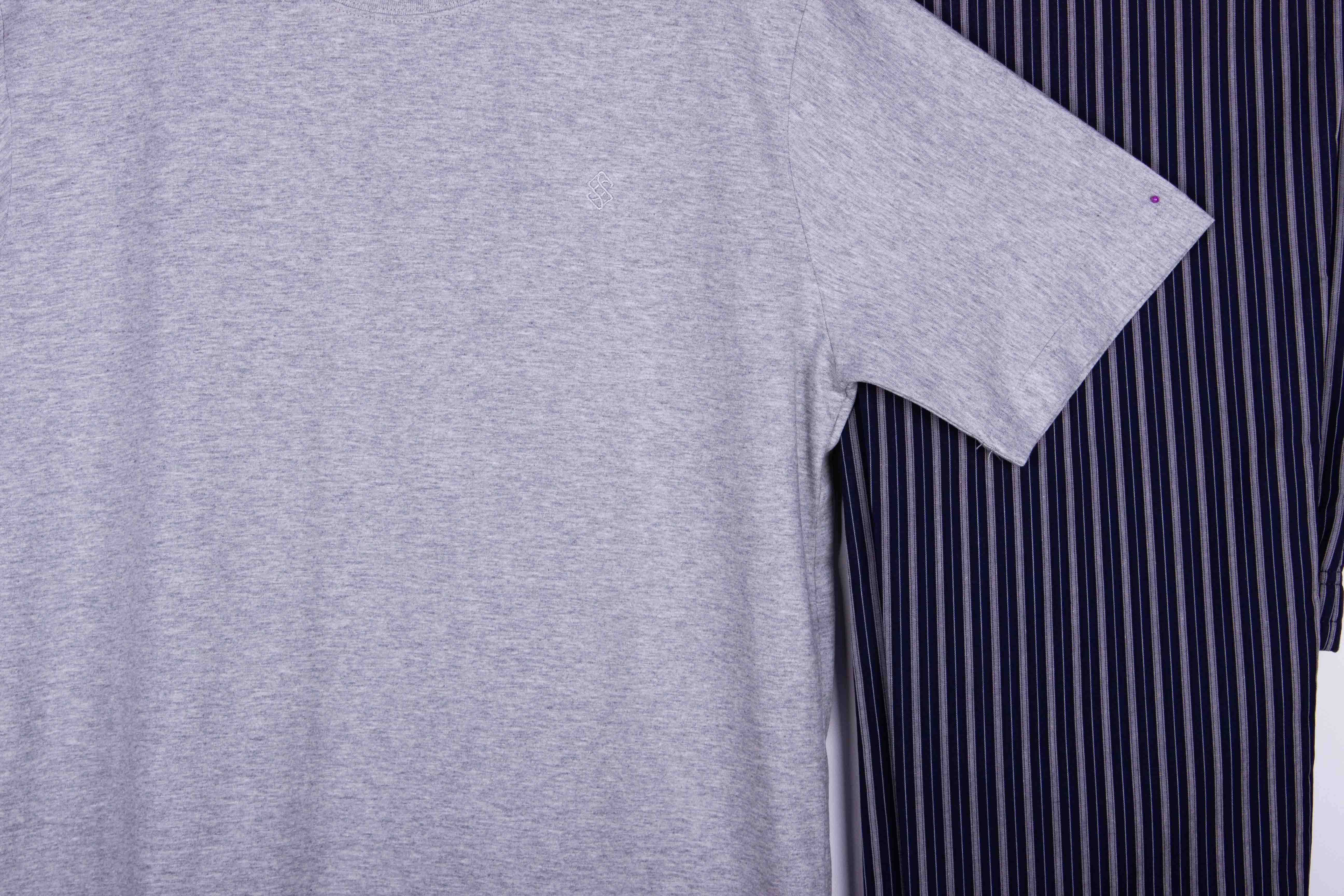 Grey Navy Pinstripe Contrast
