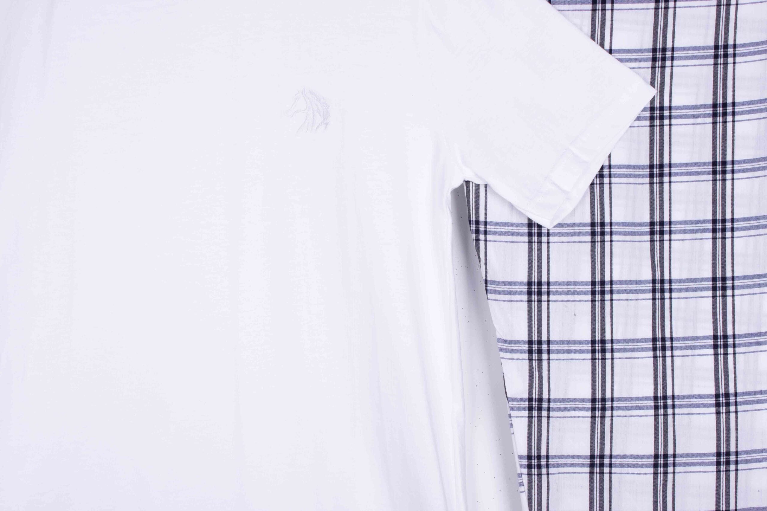 White, BlueGrey Windowpane Plaid