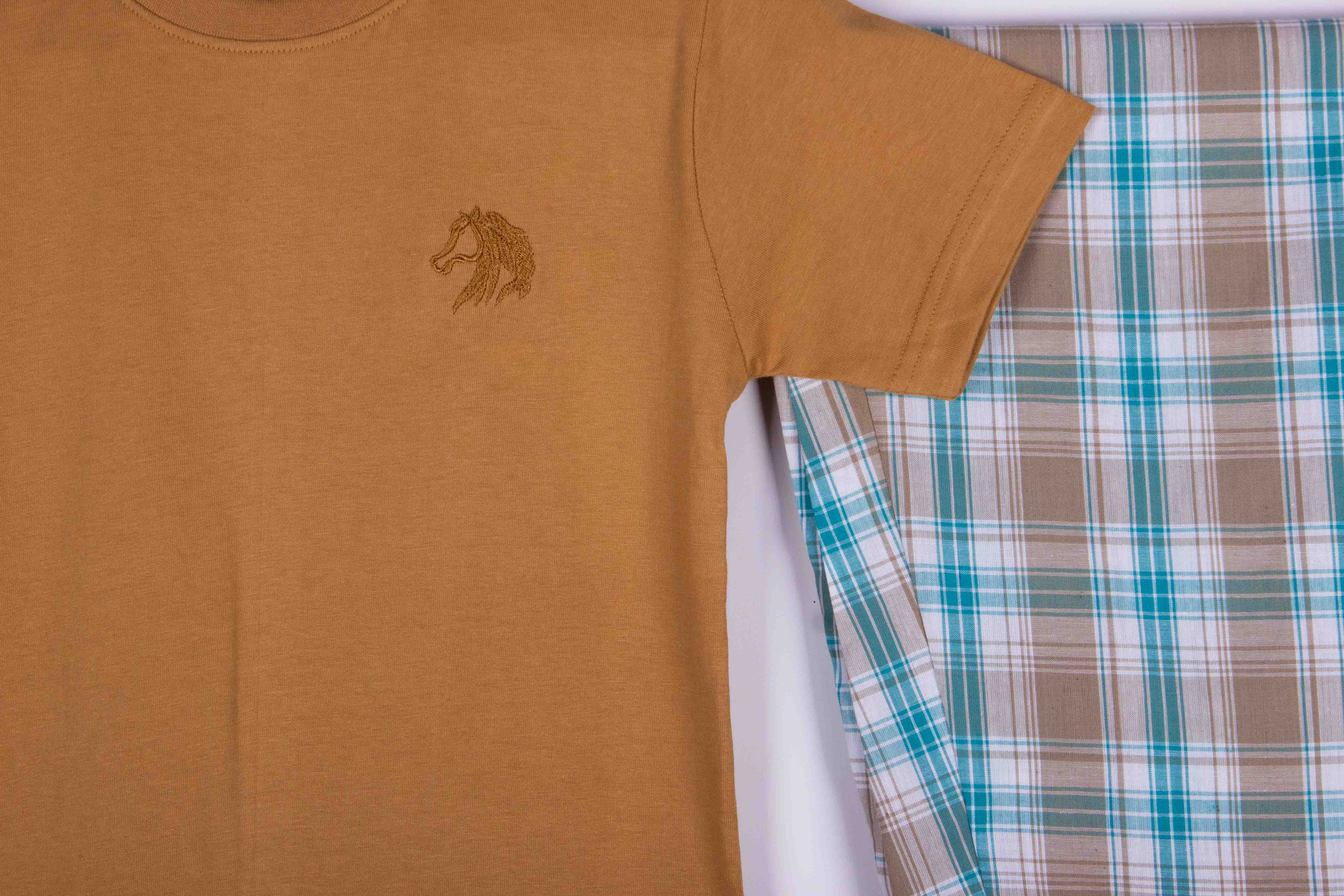 Camel Tee Aqua Plaid Pajamas