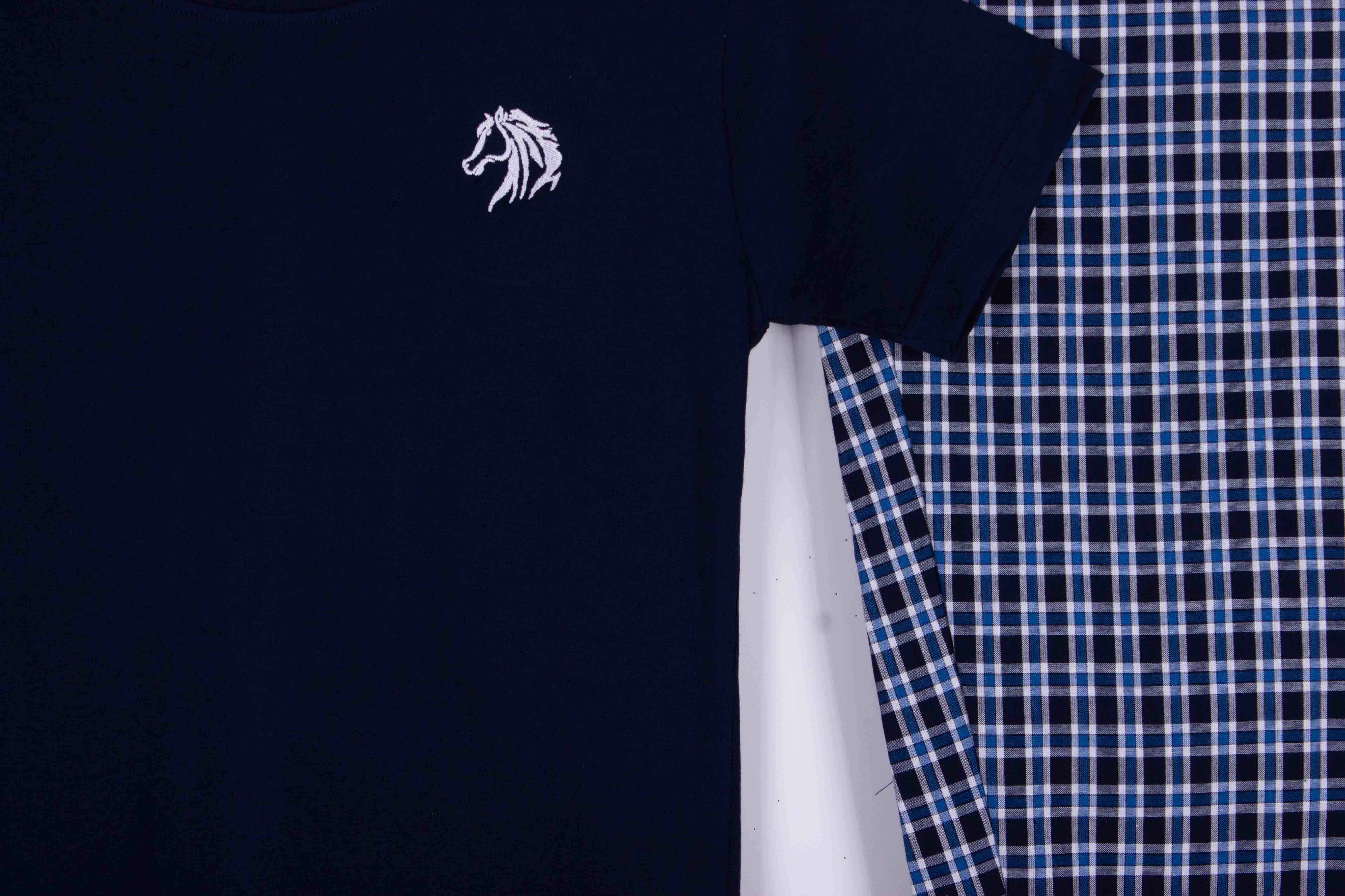 Kids Navy Tee Blue Gingham Pajamas