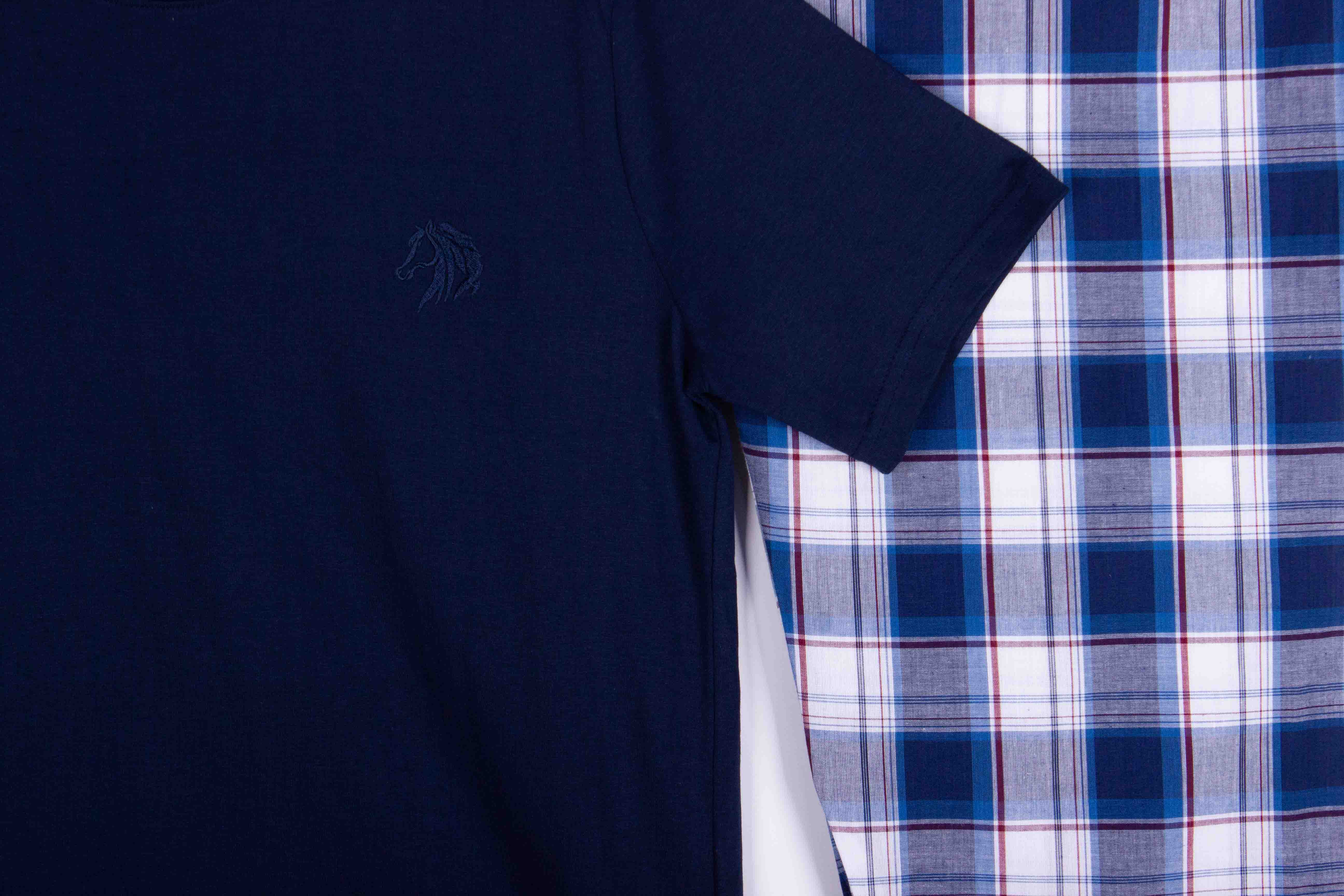 Navy Tee Sky Plaid Pajamas