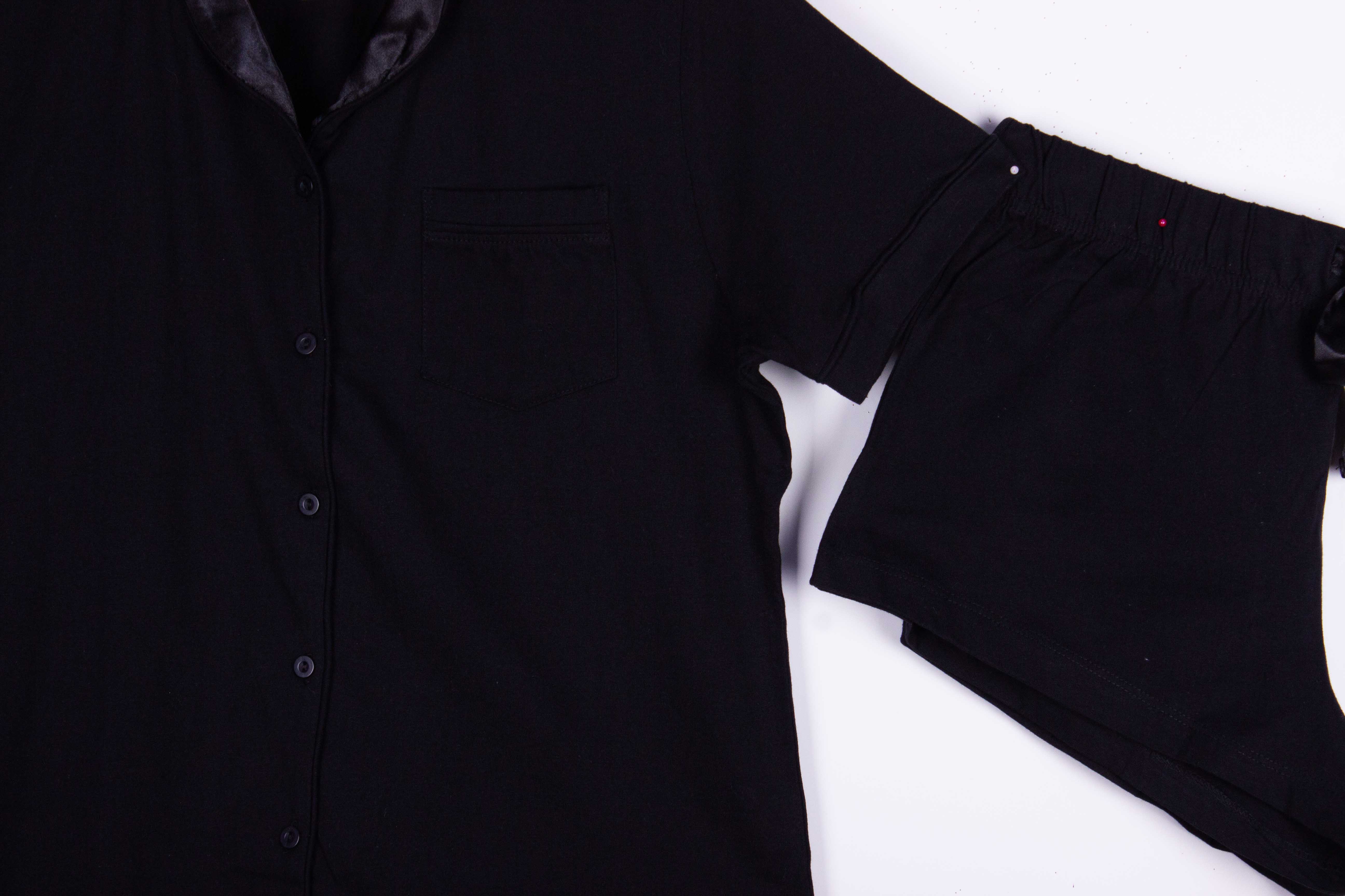 Black Cotton with Satin Collar