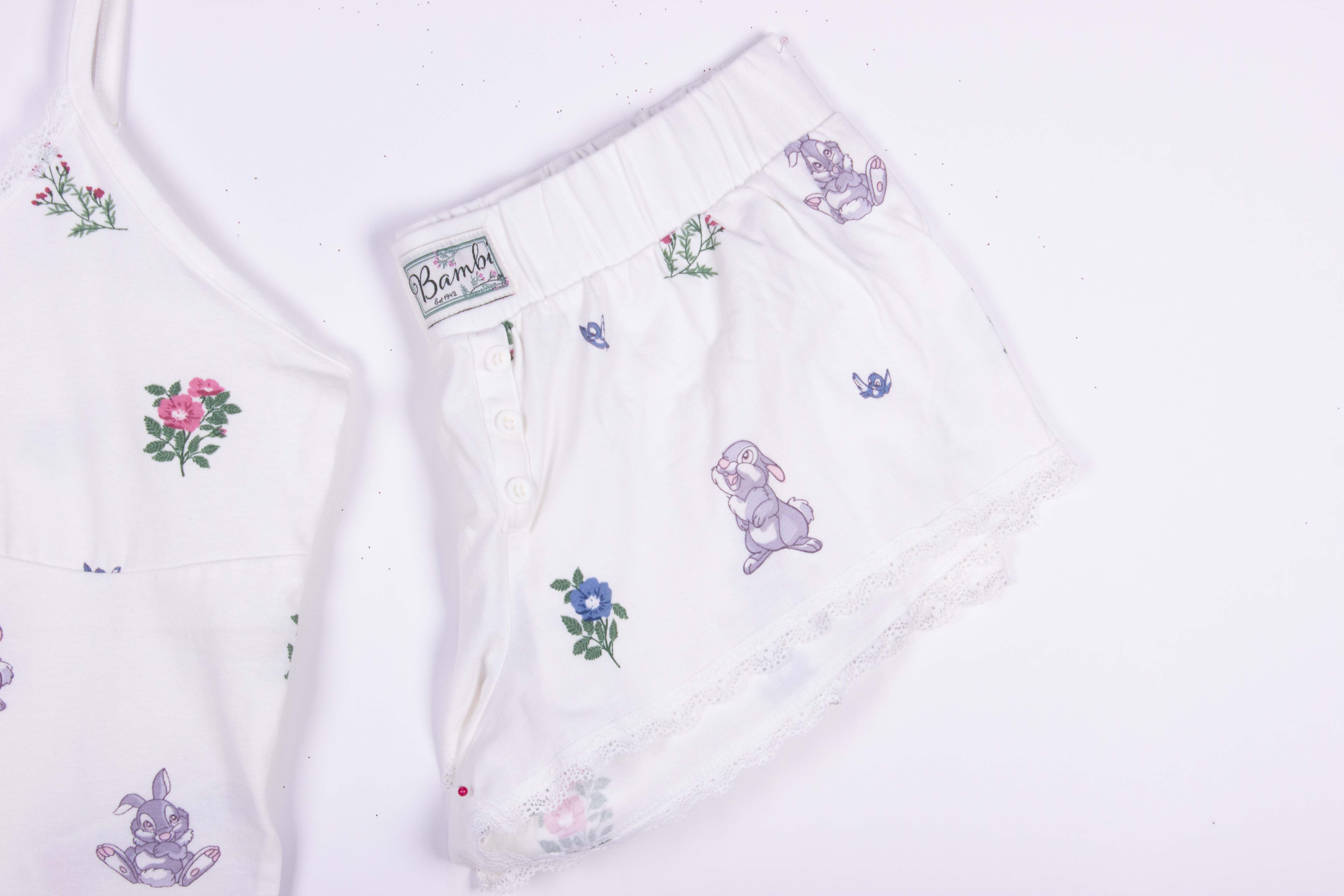 Bambi Floral Classy White Tank-Crop Shorts