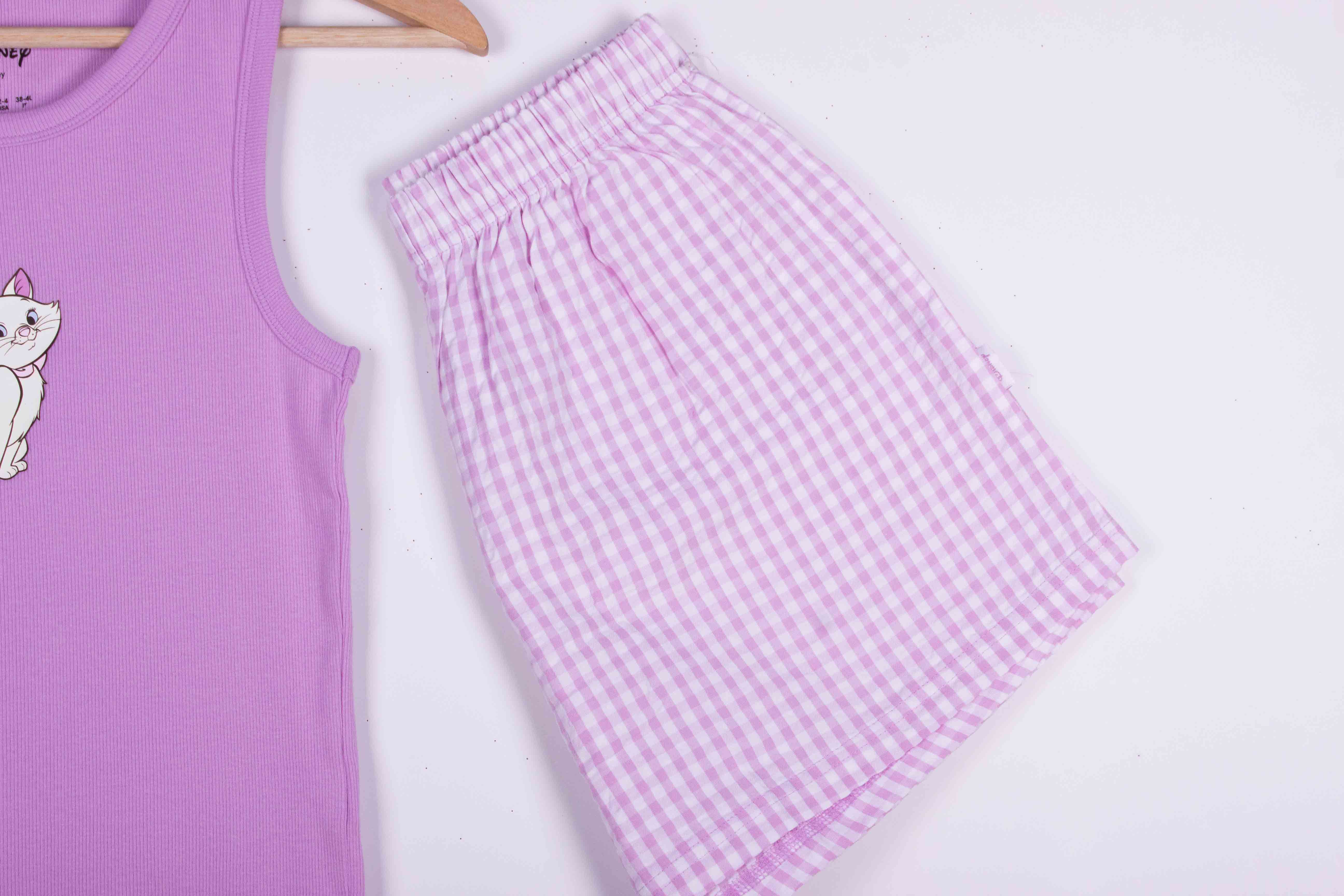 Purple Check Simple Marie Cat Shorts