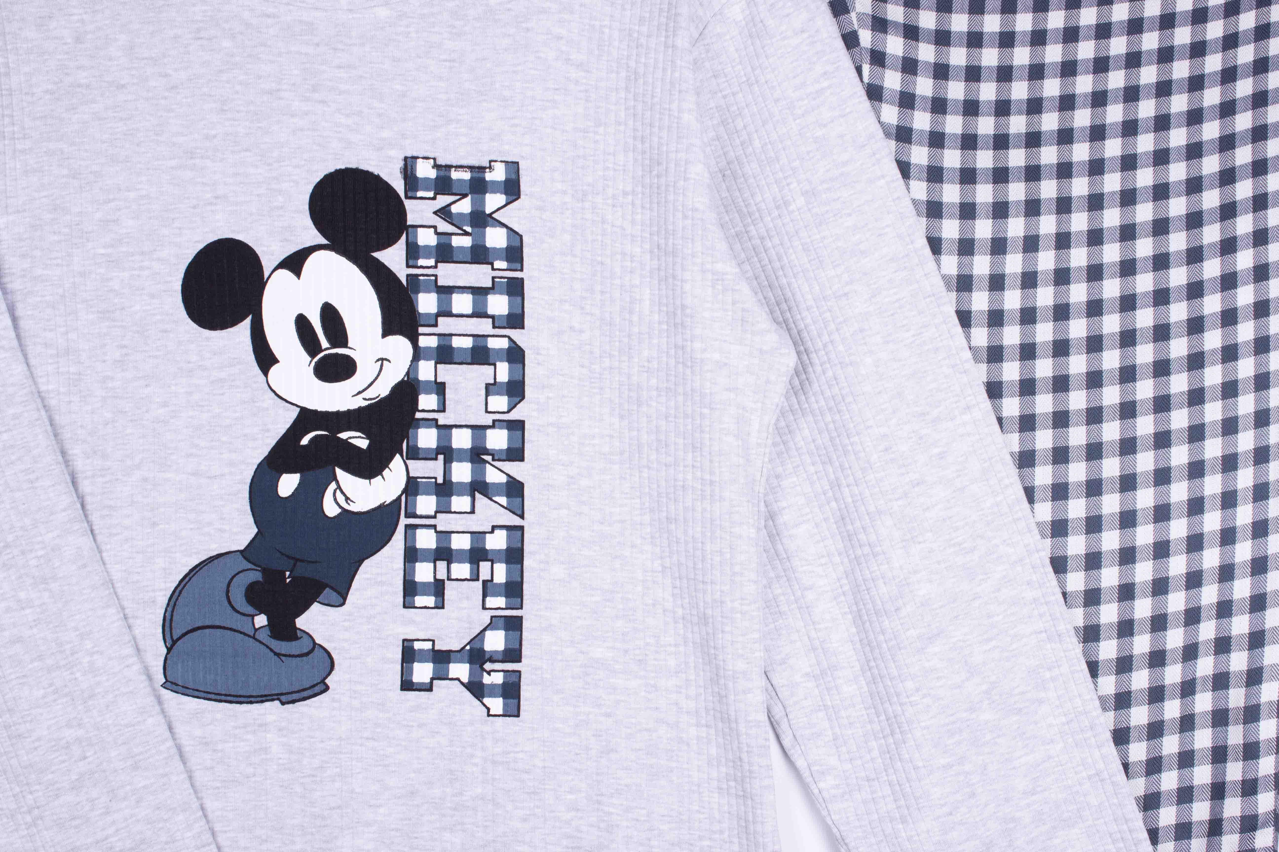 Chillax Mickey - Grey Ribbed Cotton