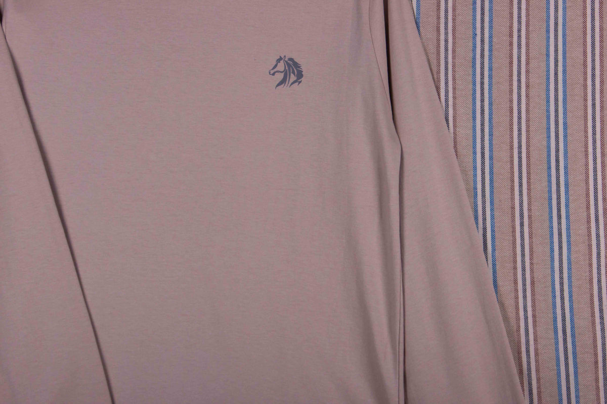 Taupe Sand Blue Pinstripe