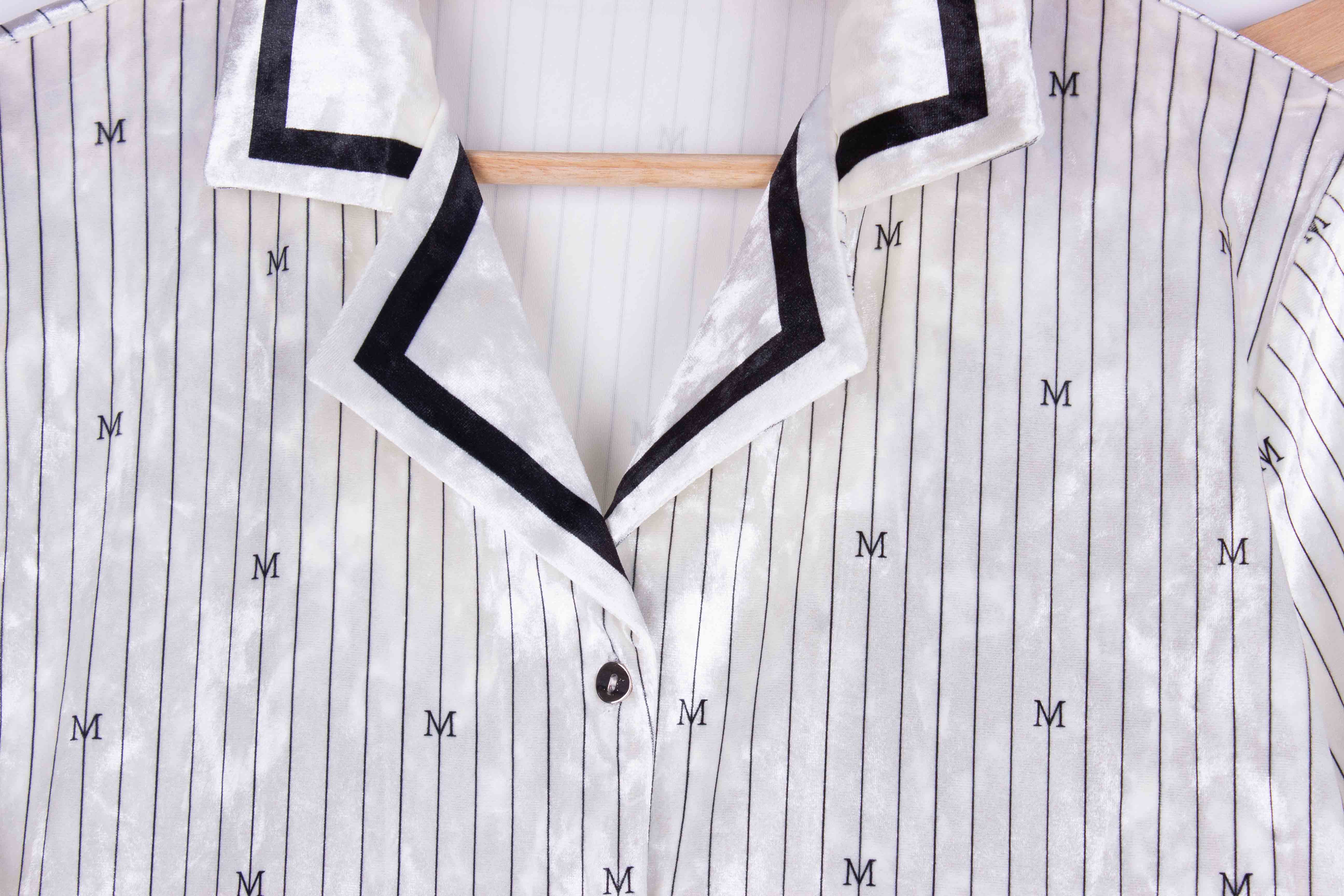 White Pinstripes Classy Velvet