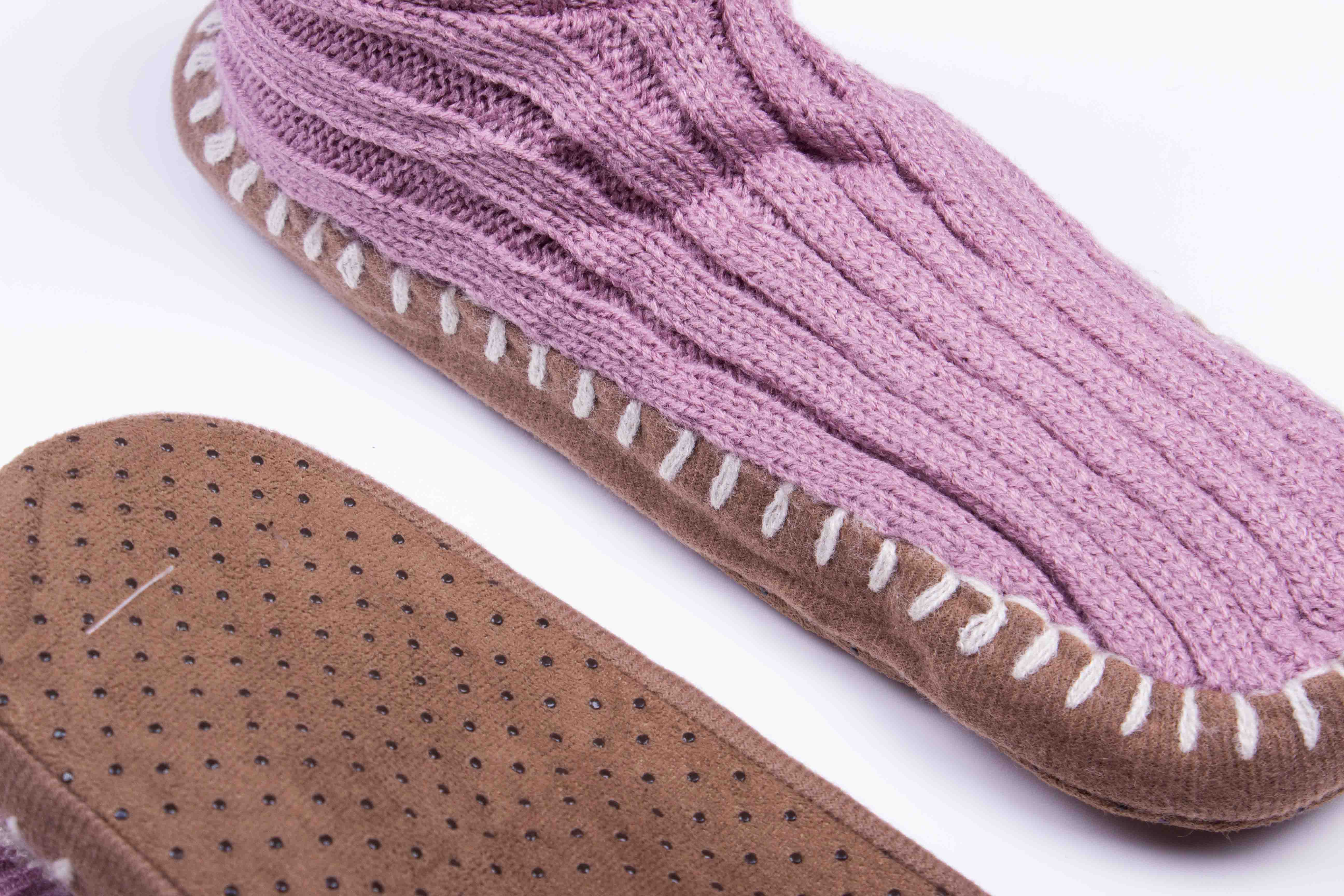 Mauve Knit Cozy Slipper Socks