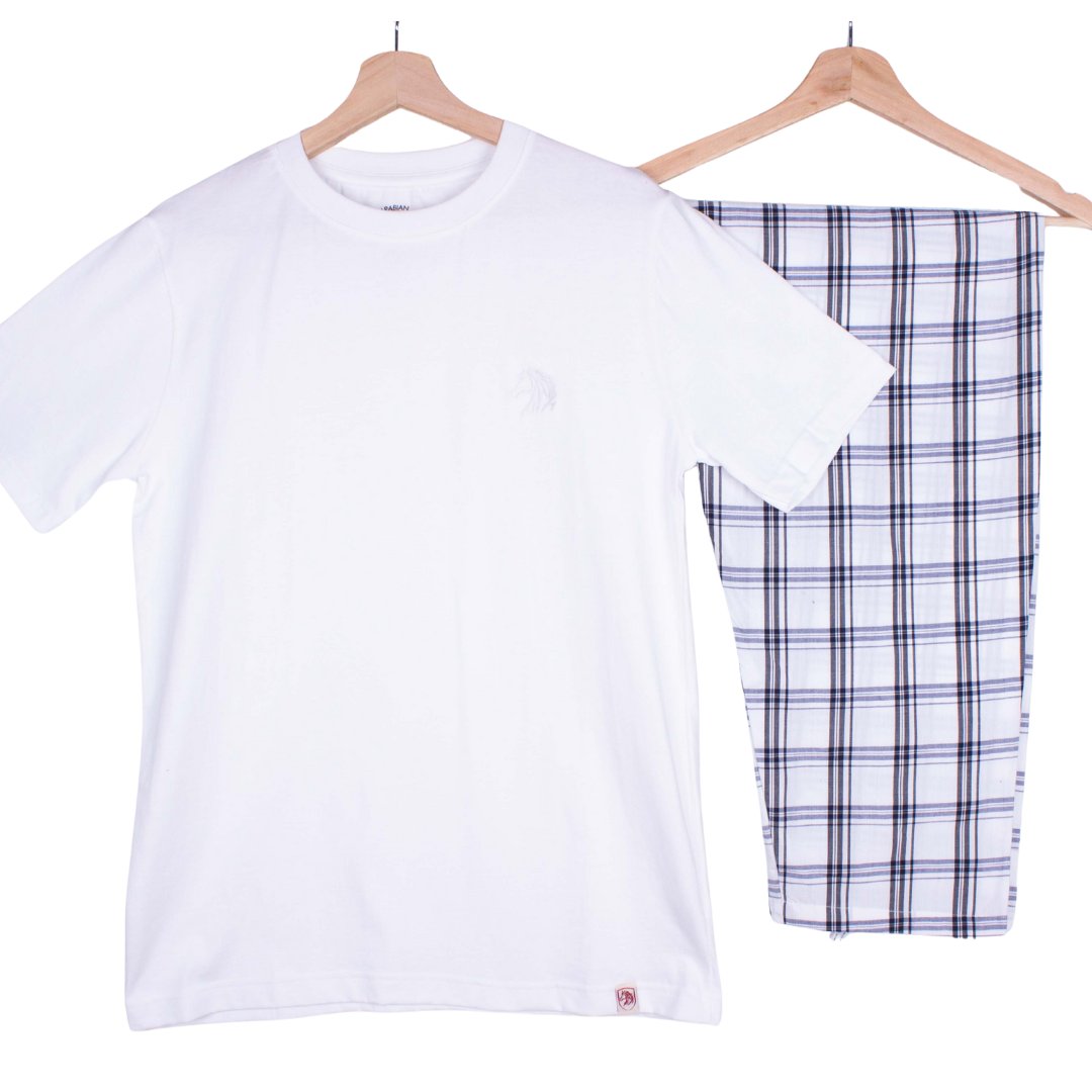 White, BlueGrey Windowpane Plaid