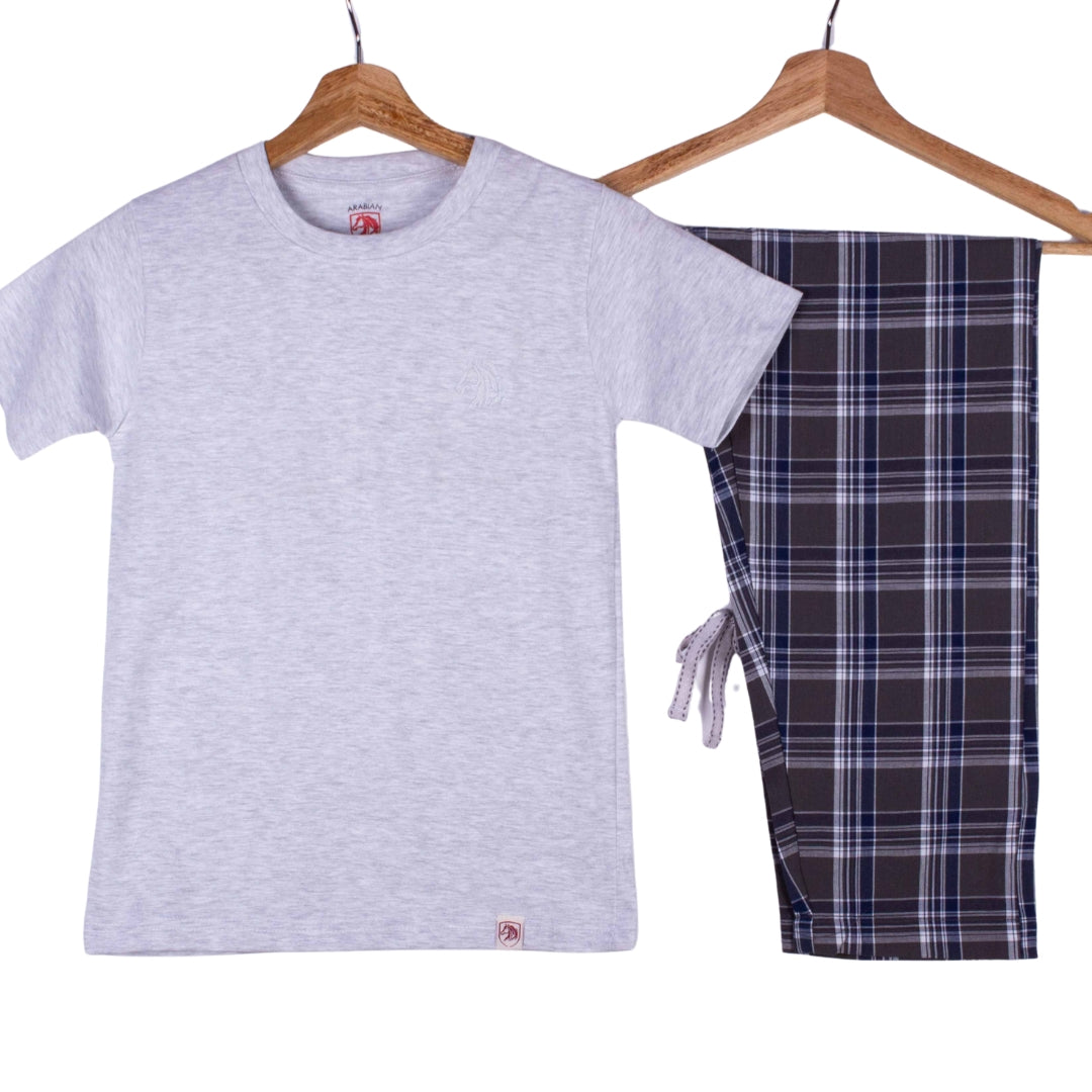 Light Heather Grey Black White Plaid