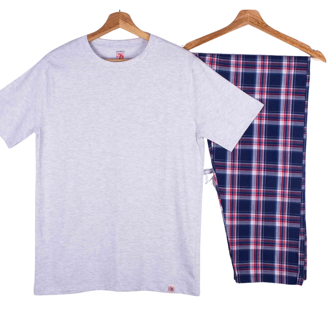 Heather Grey Navy Tartan Pajamas