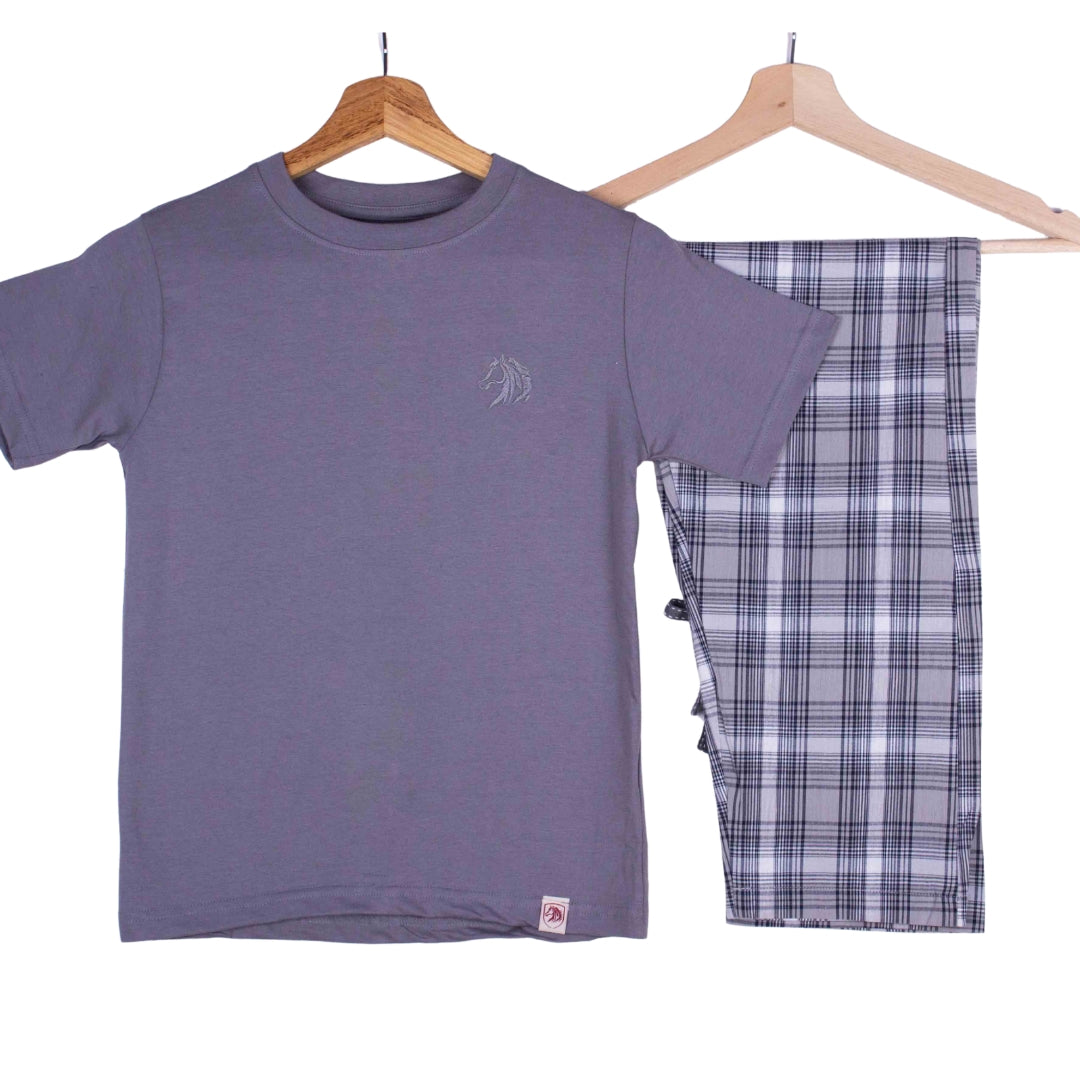 Kids Slate Tee Grey Check Pajamas