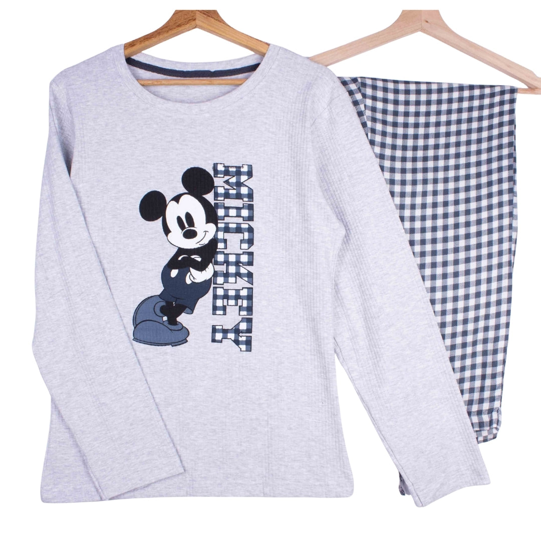 Chillax Mickey - Grey Ribbed Cotton