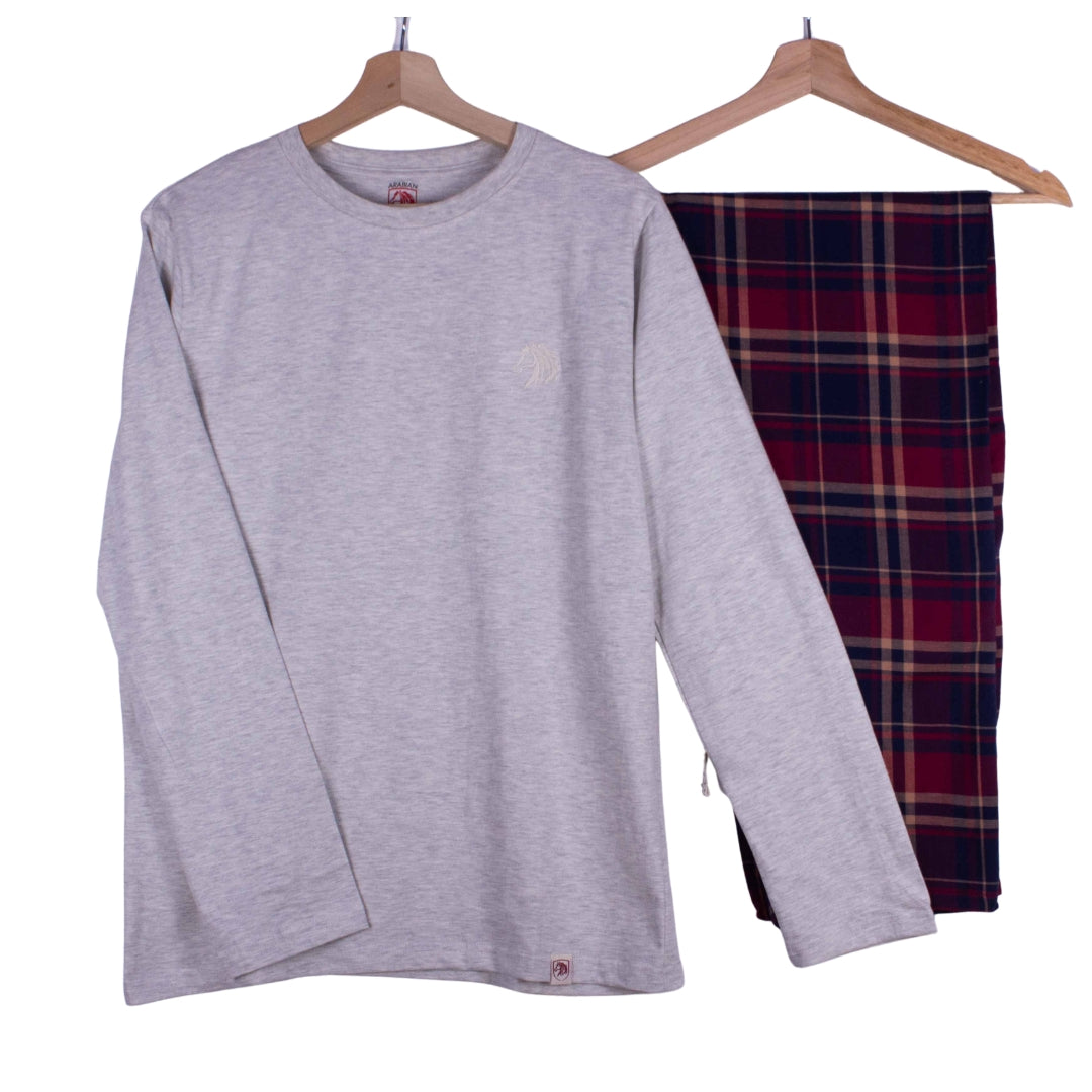 Kids Light Grey Burgundy Tartan