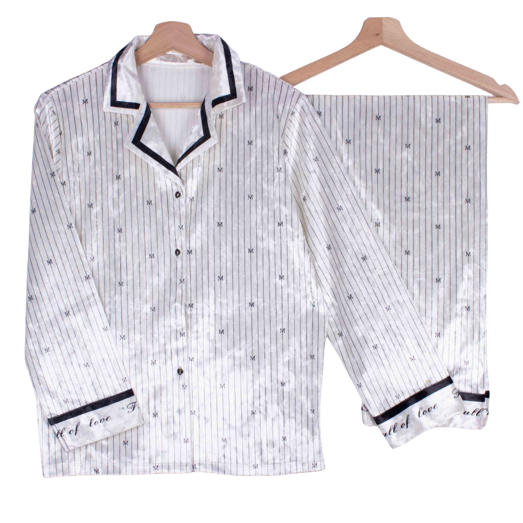 White Pinstripes Classy Velvet