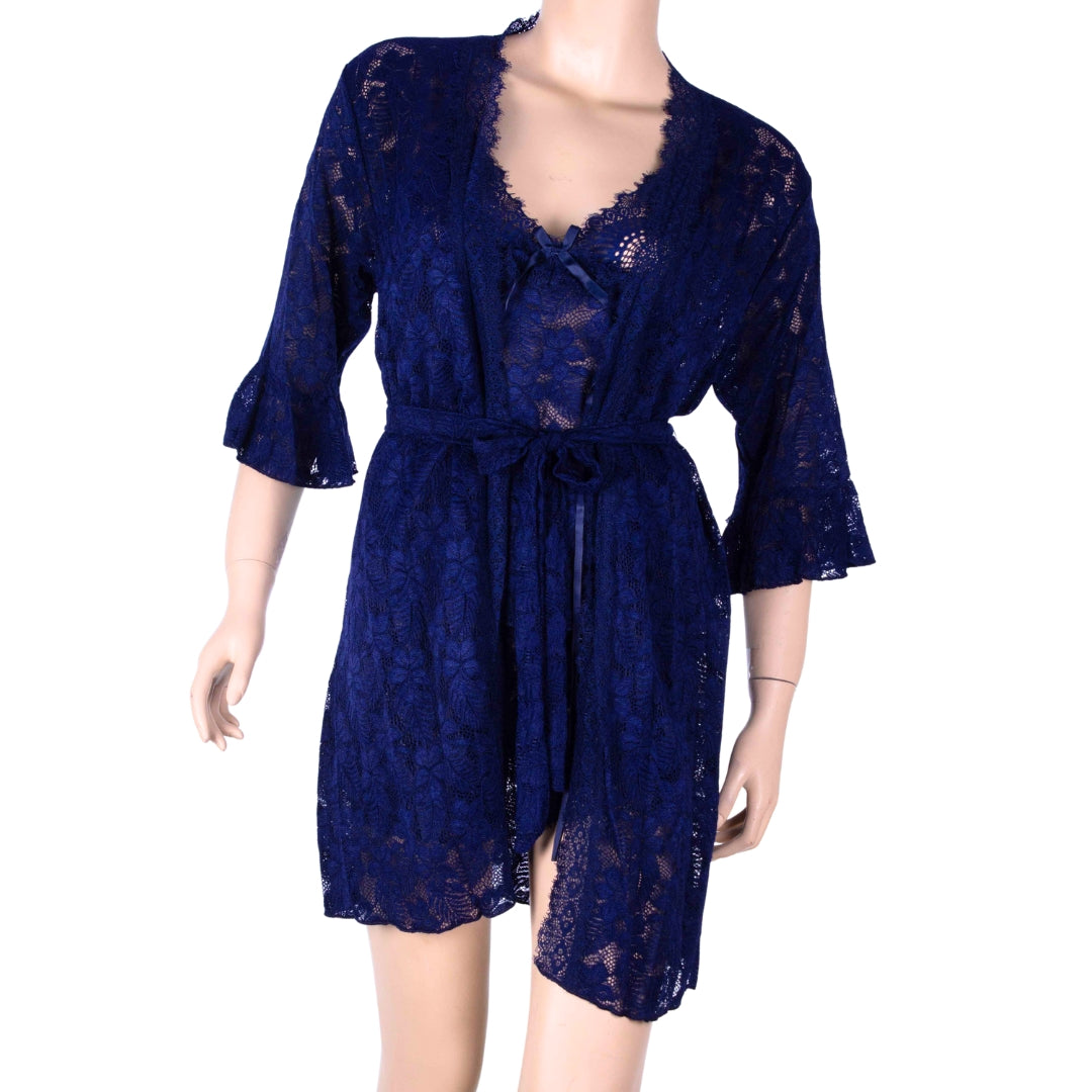 Layali Navy Lace Lounge Shorts Set