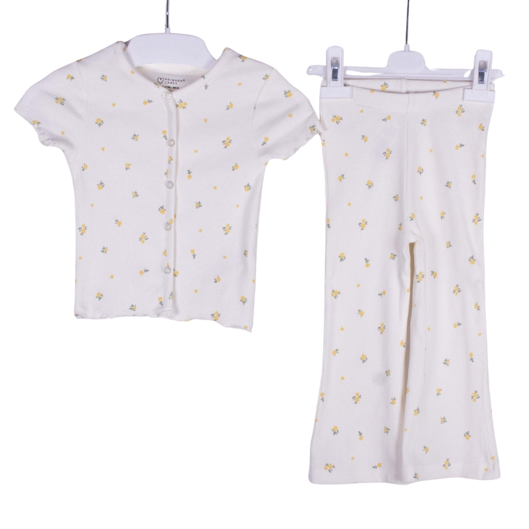 White Floral Cotton Bell Bottoms