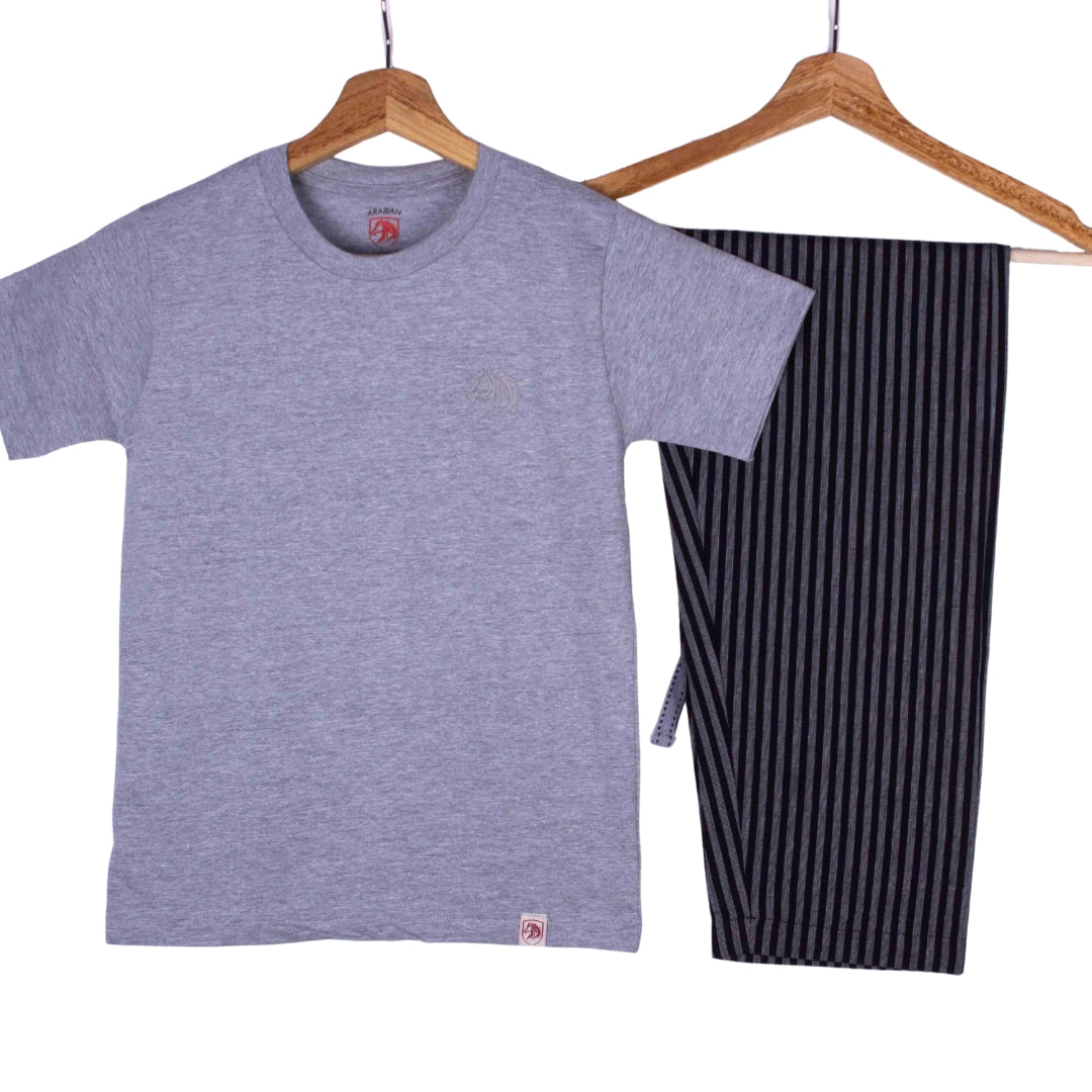 Heather Grey Charcoal Stripe