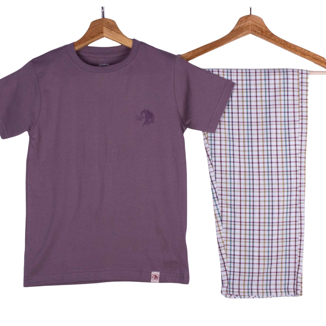 Kids Mauve Tee Micro Check