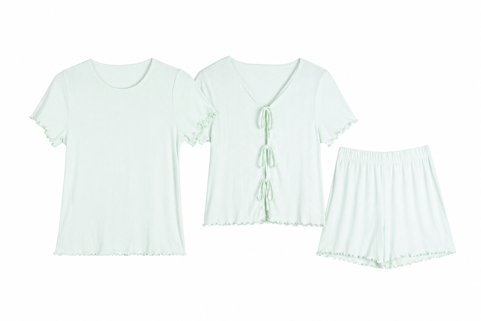 3 pc Chic Mint Rope Tie Shorts