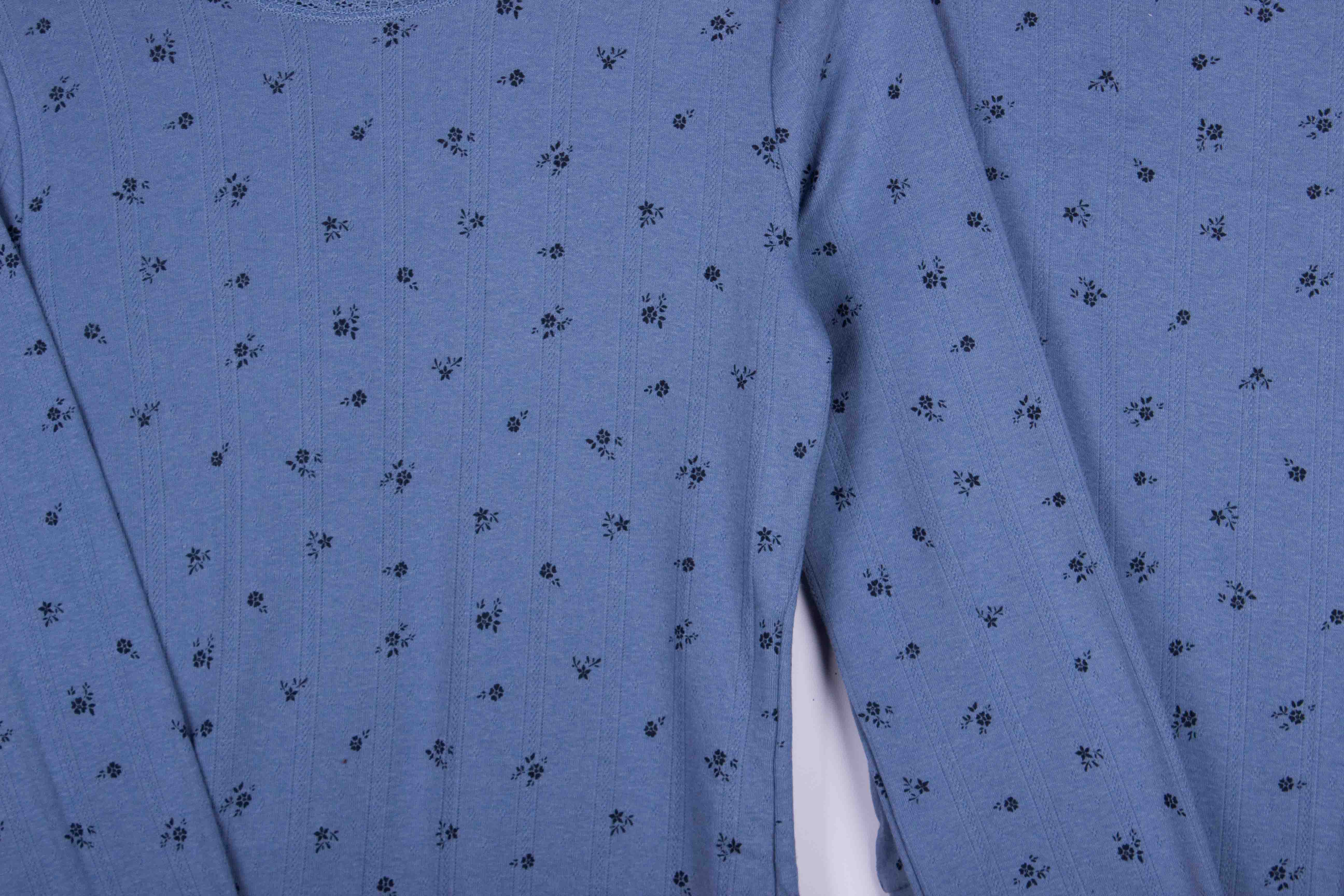 Blue Ditsy Floral Ribbed