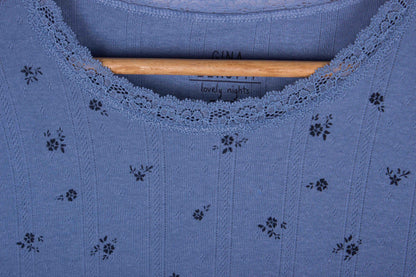 Blue Ditsy Floral Ribbed