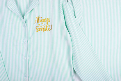 Mint Pinstripe Glittery - Always Smile