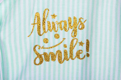 Mint Pinstripe Glittery - Always Smile