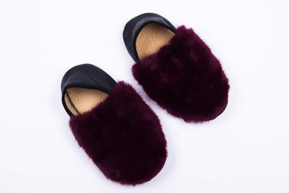 Burgundy Plush Slippers