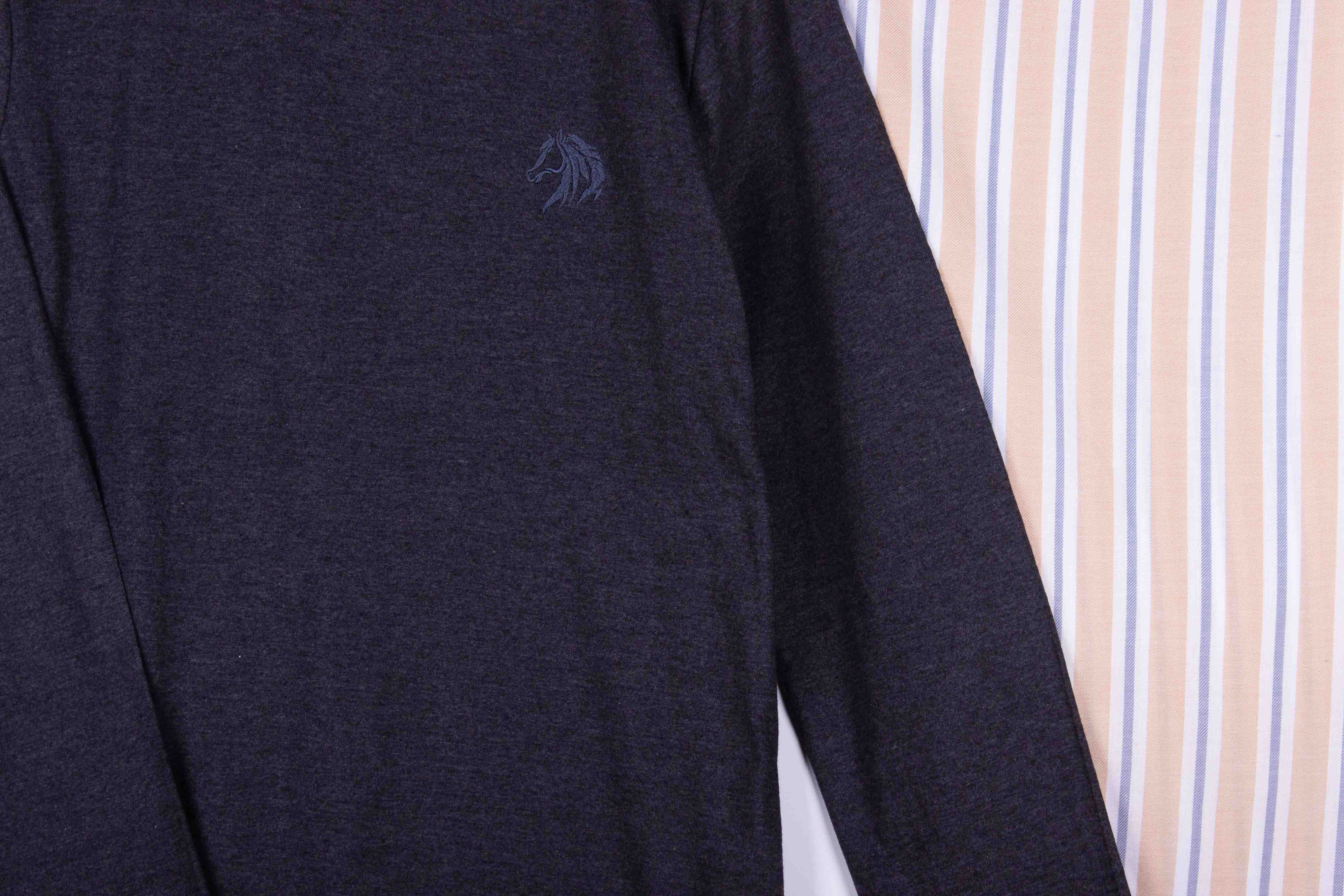 Charcoal Black & Sand Stripes