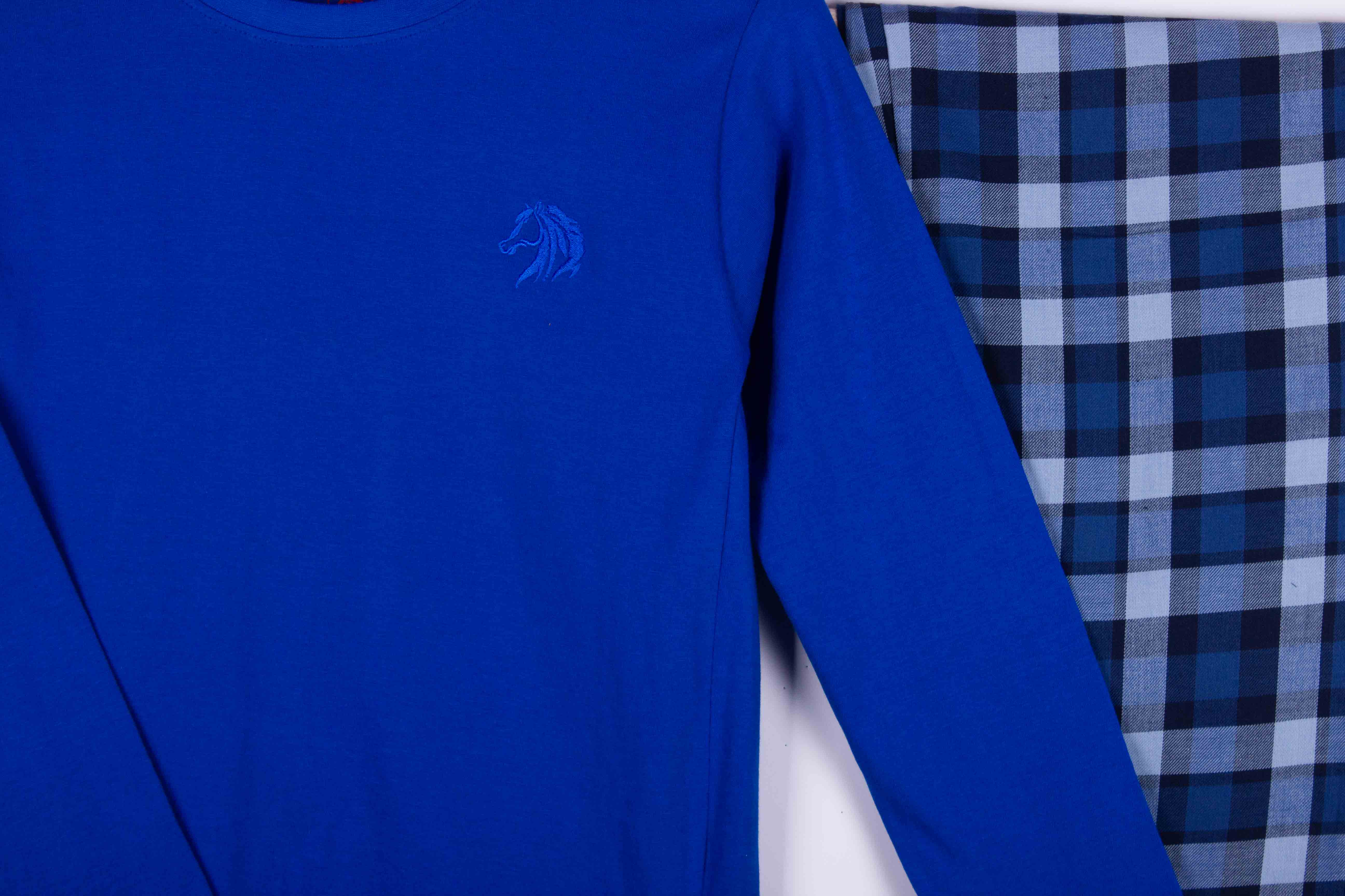 Royal Blue & Grey Checks