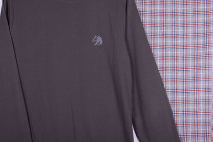 Charcoal Grey & Red Checks