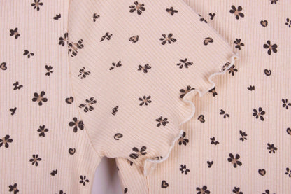 Ditsy Floral Beige Ribbed Cotton