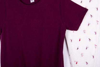 Burgundy Ski Print with Stylish Ribbon