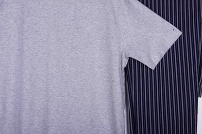Grey Navy Pinstripe Contrast