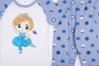 Girl Chasing Butterfly Blue