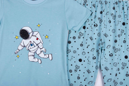 Teal Floating Astronaut