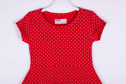 Classy Red Polka Dress