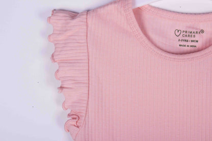 Ruffled Sleeve Cute Pink