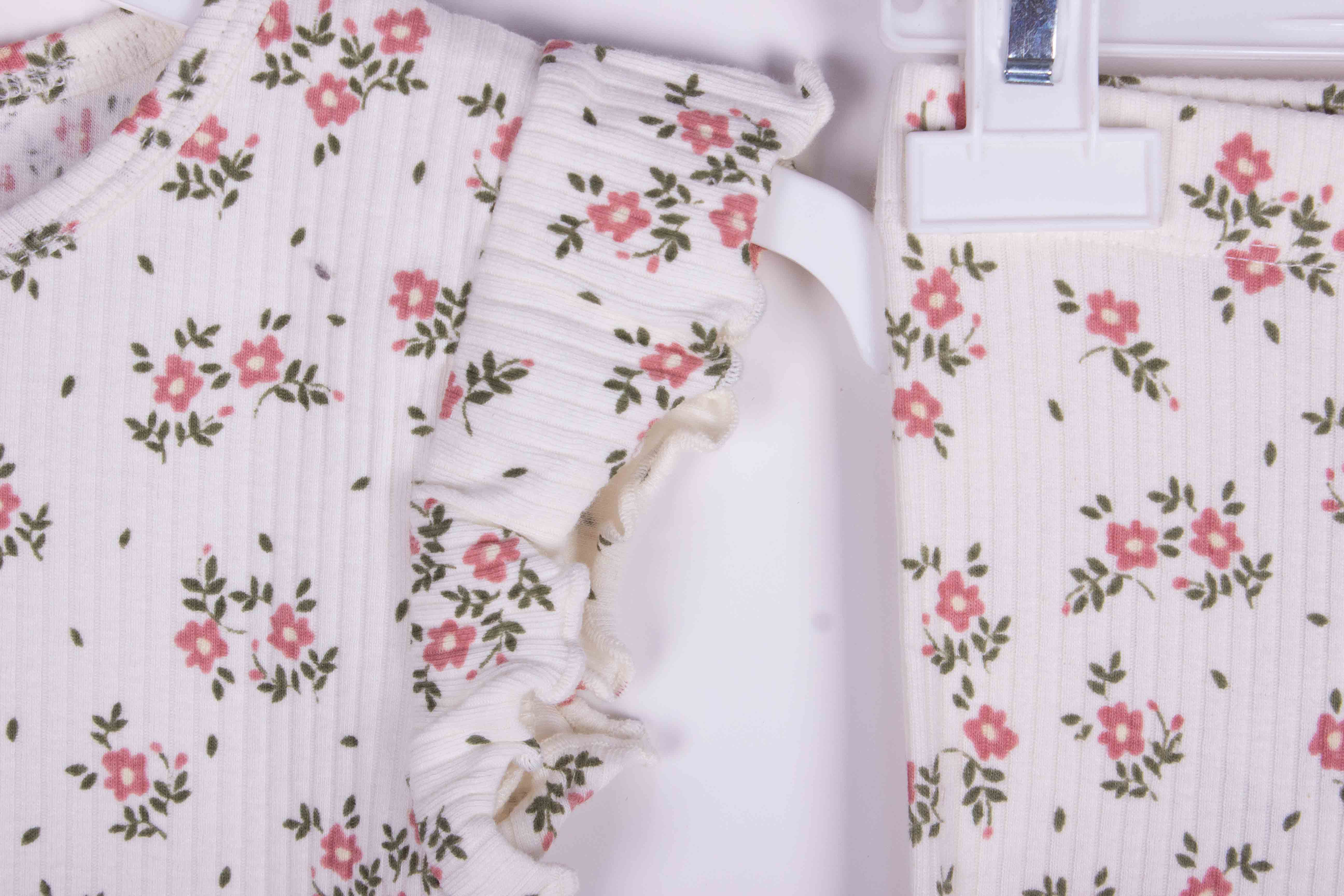 Ruffled Sleeve Cute Floral