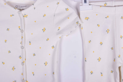 White Floral Cotton Bell Bottoms