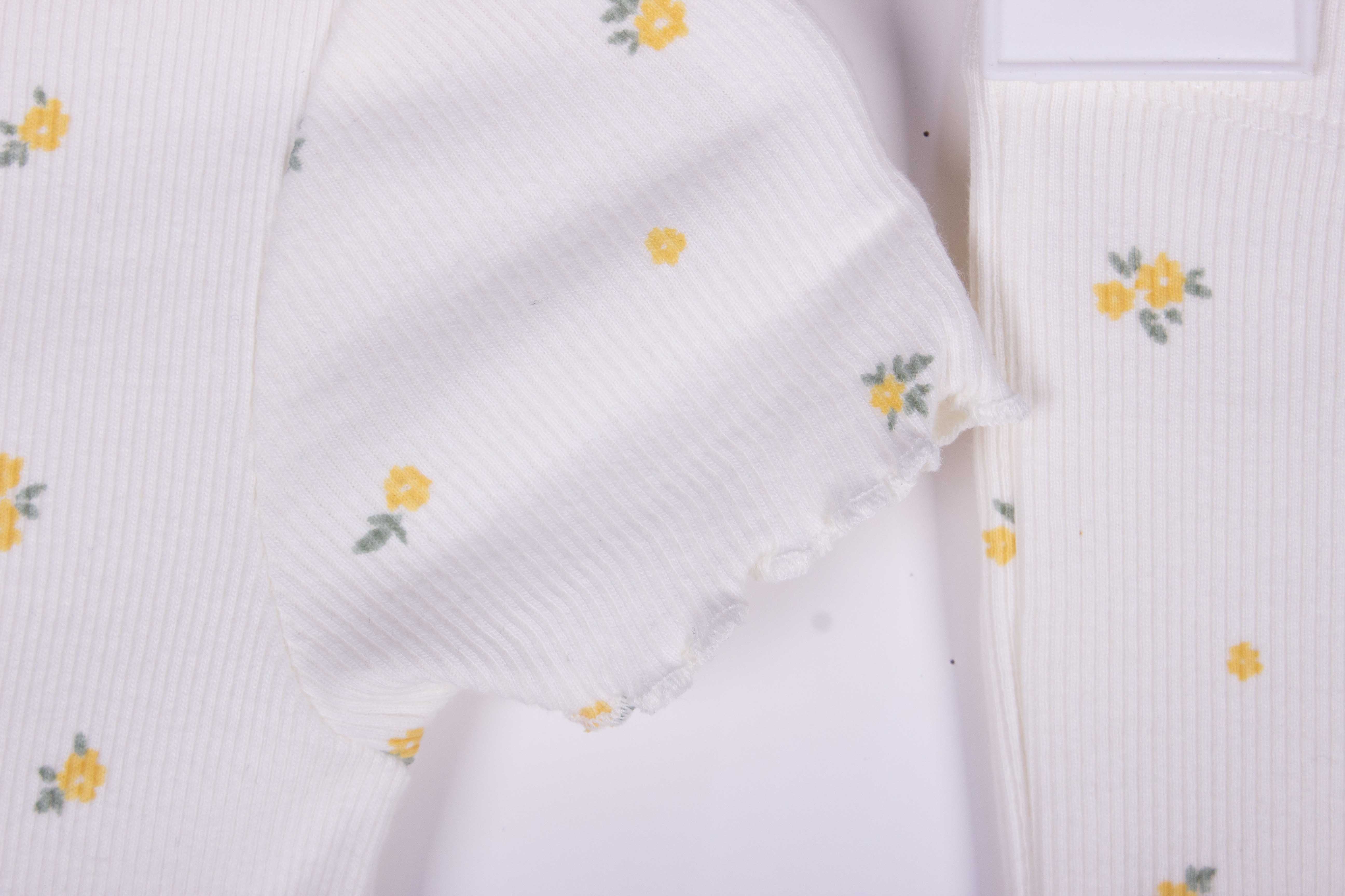 White Floral Cotton Bell Bottoms