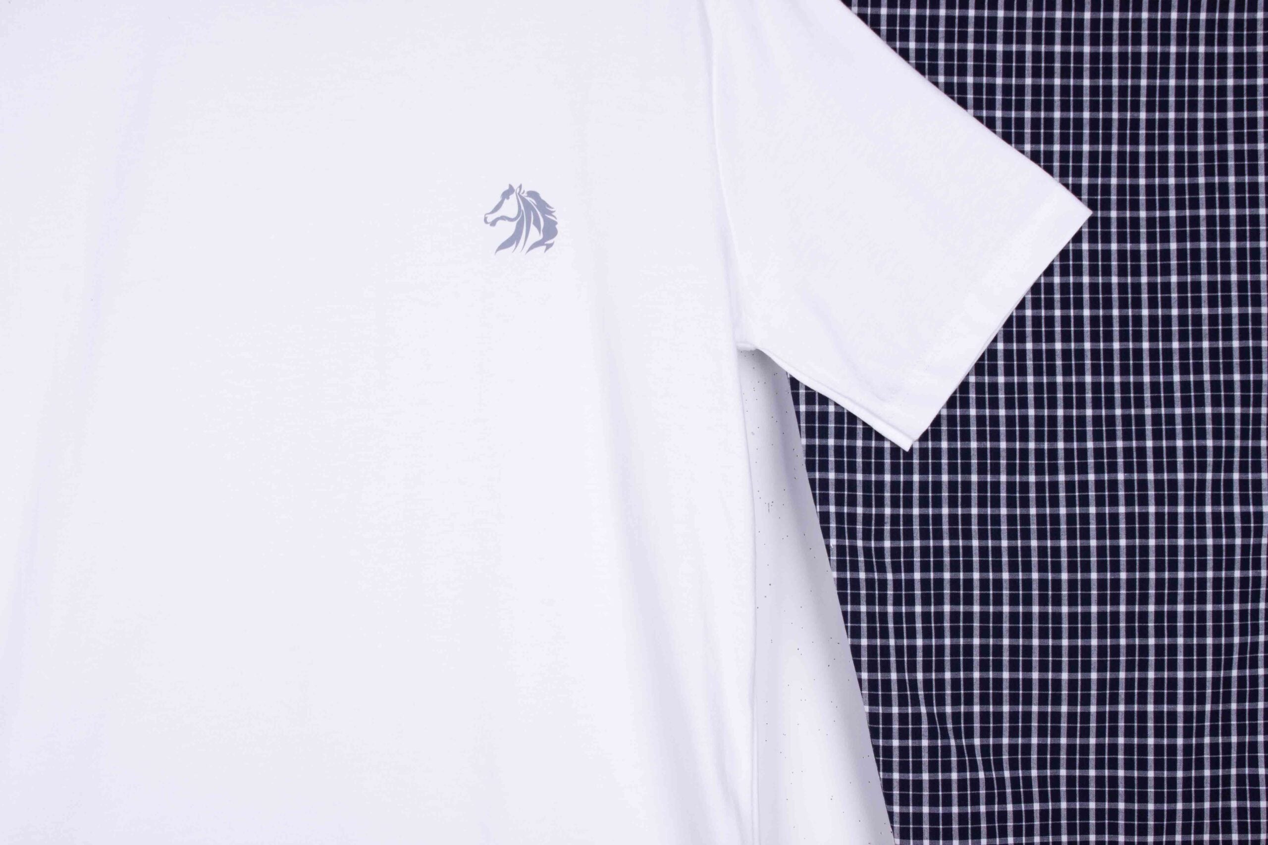 Pure White, Navy Buffalo Check