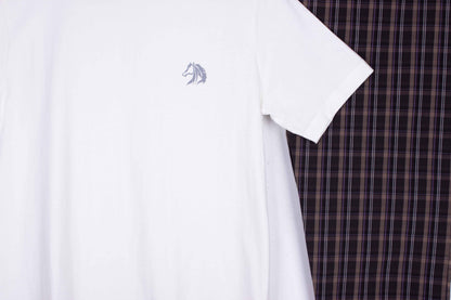 Pure White, Earth Tone Plaid