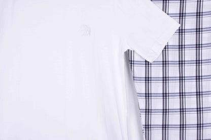 White + BlueGrey Windowpane Plaid (Match with Dads)