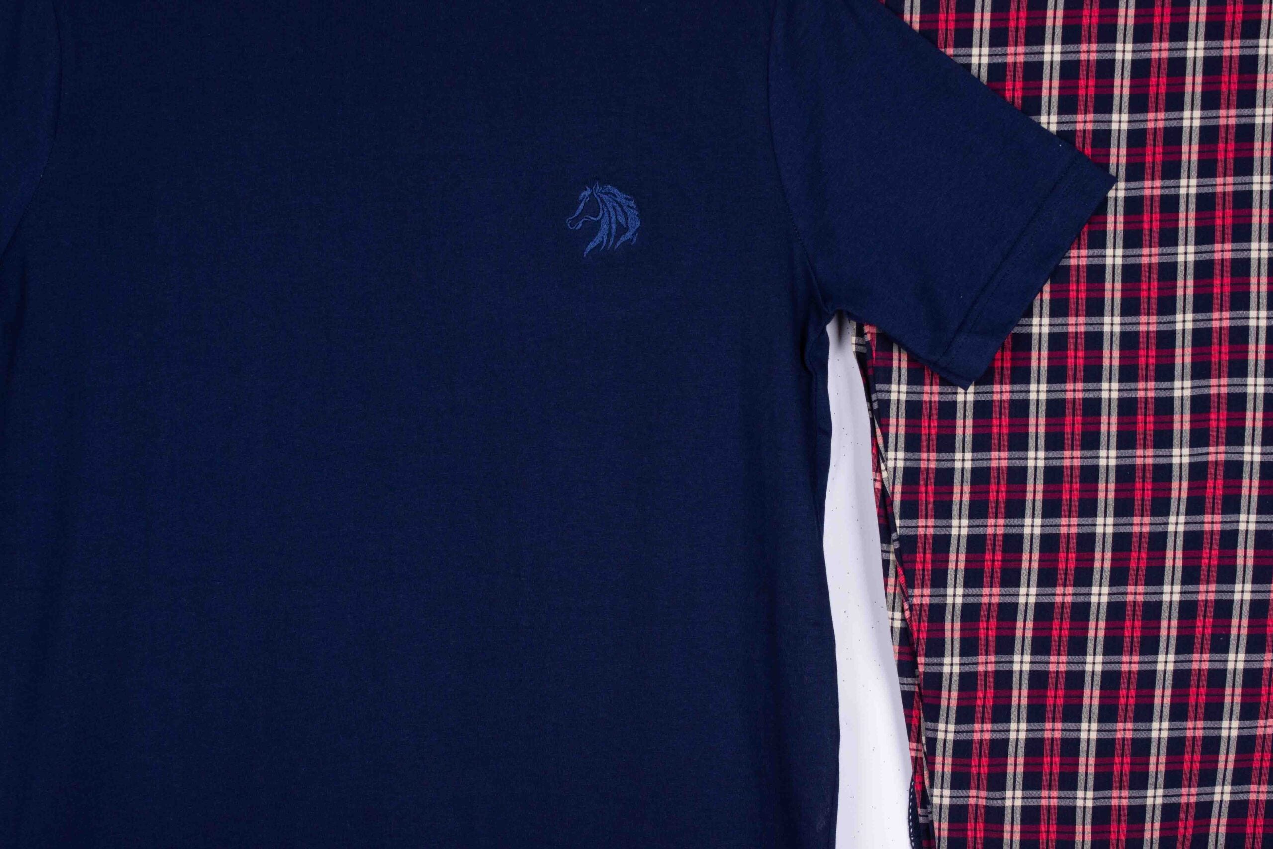 Navy Blue, Red Cream Tartan